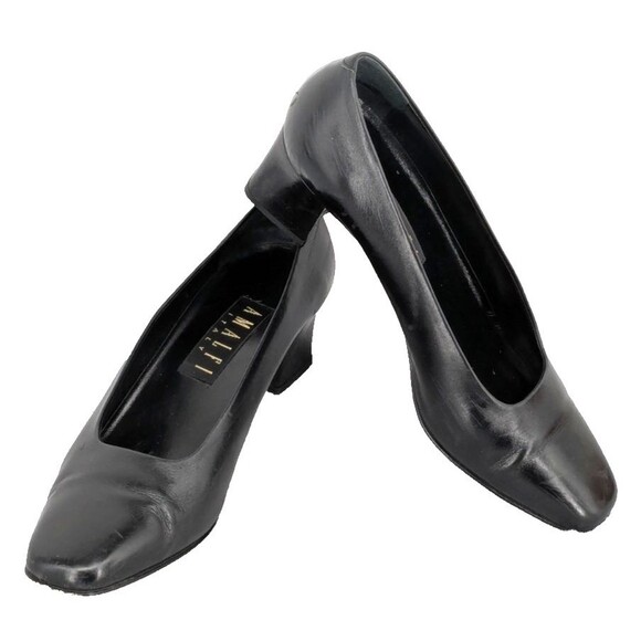 ALMALFI Pumps Size 9C Black 1 1/2 " Heel Leather Italy Designer Cocktail Party - Picture 1 of 10